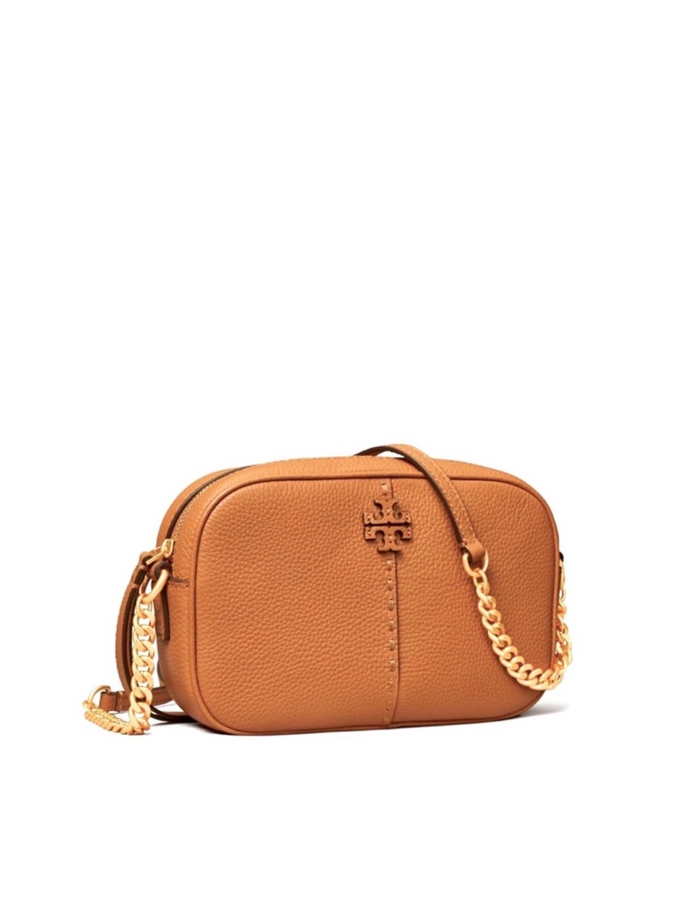 Tory Burch McGraw Camera Bag Pebbled Leather in Tan